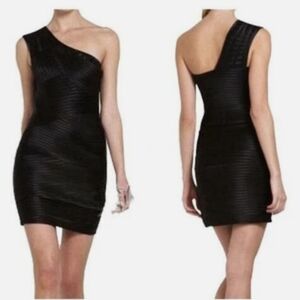 BCBGMAXAZRIA Black Eden One Shoulder Bodycon, Little Black Dress, 2
